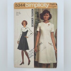 Vintage Simplicity #5344 Designer Fashion Dress Sewing Pattern